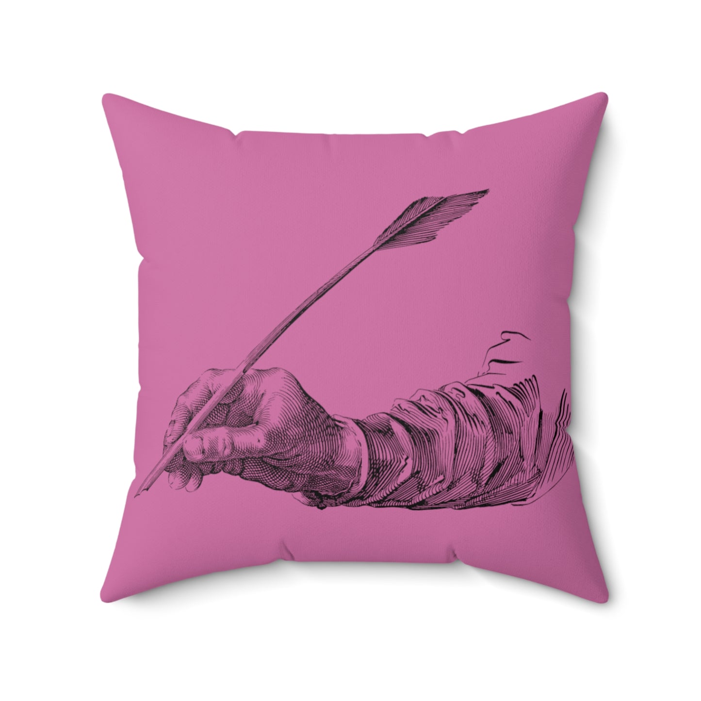 Spun Polyester Square Pillow: Writing Lite Pink