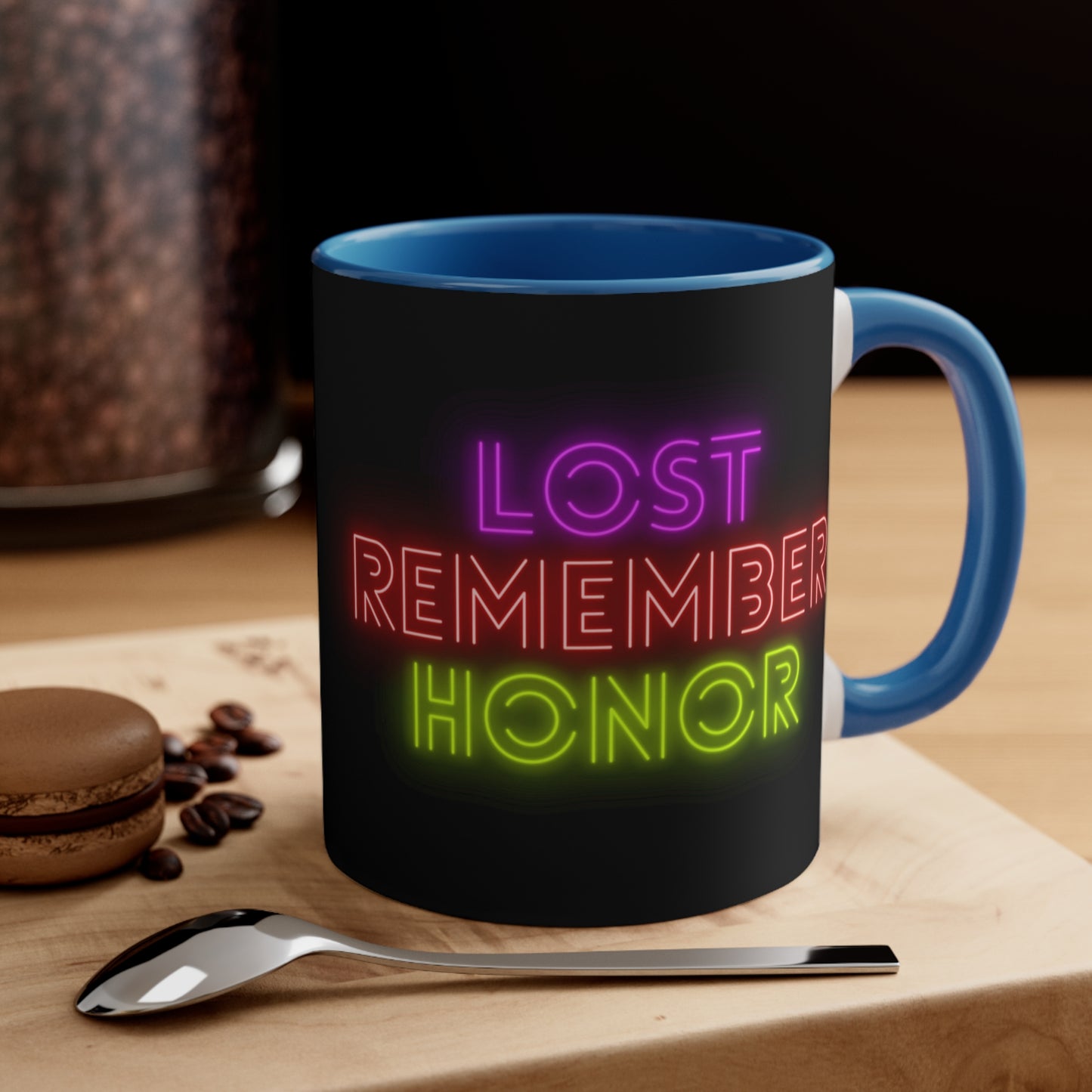 Accent Coffee Mug, 11oz: Lost Remember Honor Black