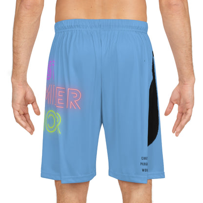 Basketball Shorts: Crazy Penguin World Logo Lite Blue