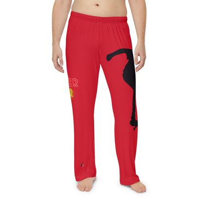 Men's Pajama Pants: Skateboarding Dark Red