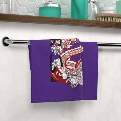 Face Towel: Dragons Purple