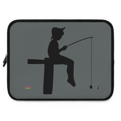 Laptop Sleeve: Fishing Dark Grey