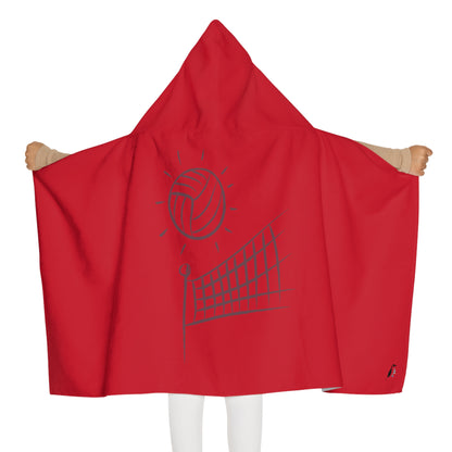 Youth Hooded Towel: Volleyball Dark Red
