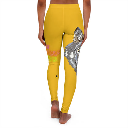 Women's Spandex Leggings: Wolves Yellow