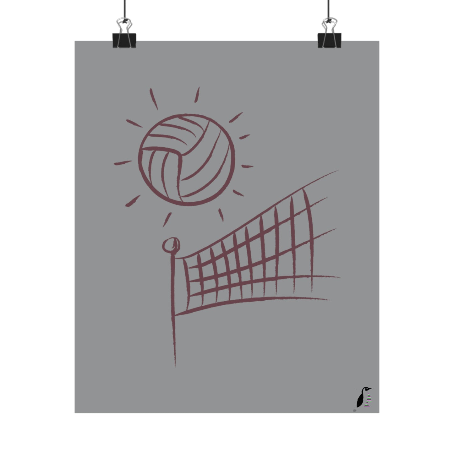 Premium Matte Vertical Posters: Volleyball Grey