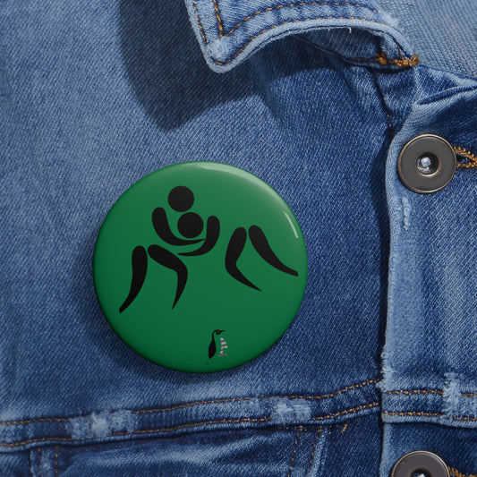 Custom Pin Buttons Wrestling Dark Green