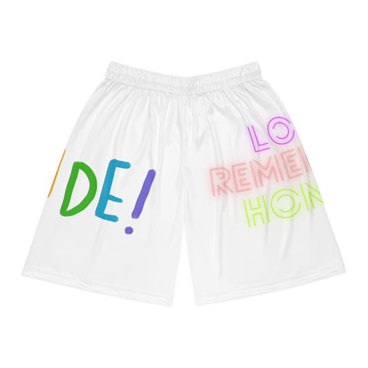 Basketball Shorts: LGBTQ Pride White