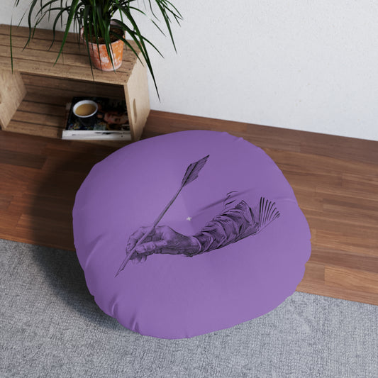Tufted Floor Pillow, Round: Writing Lite Purple