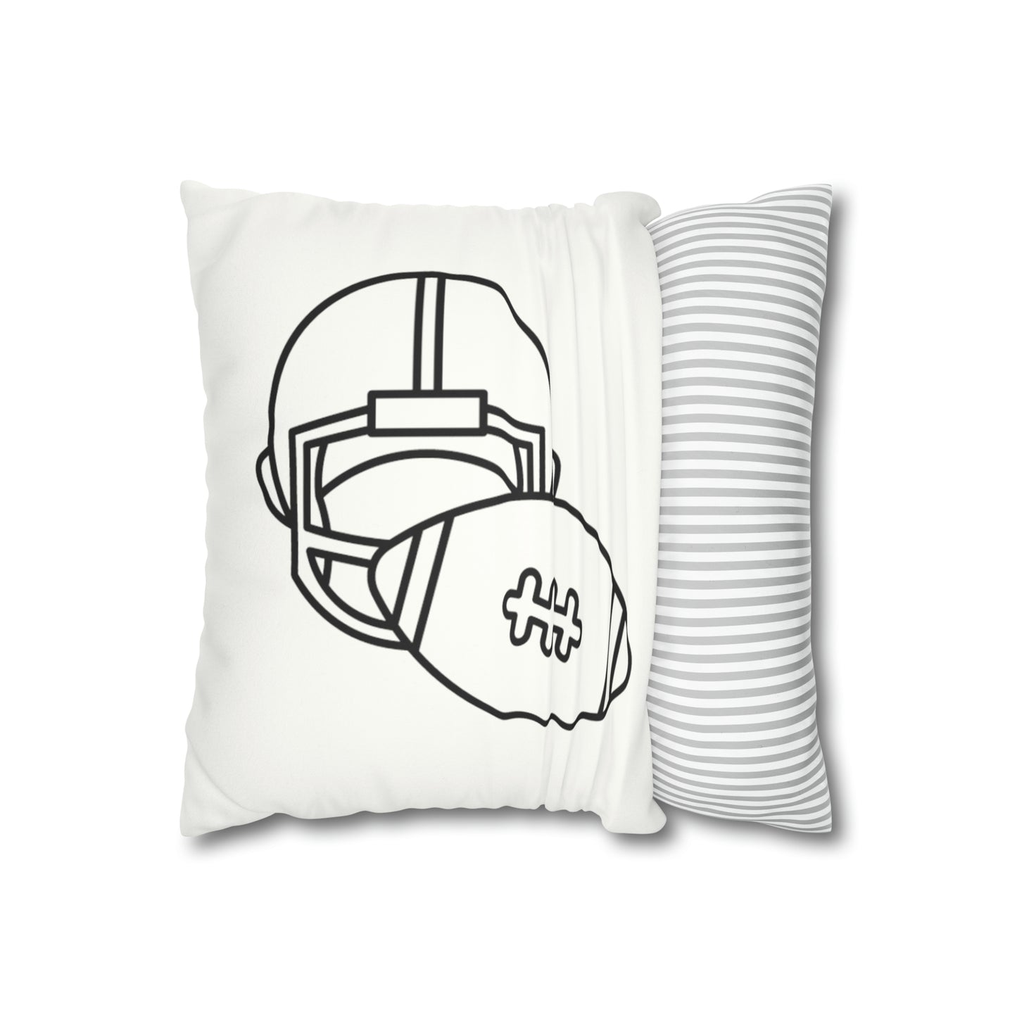Faux Suede Square Pillow Case: Football White
