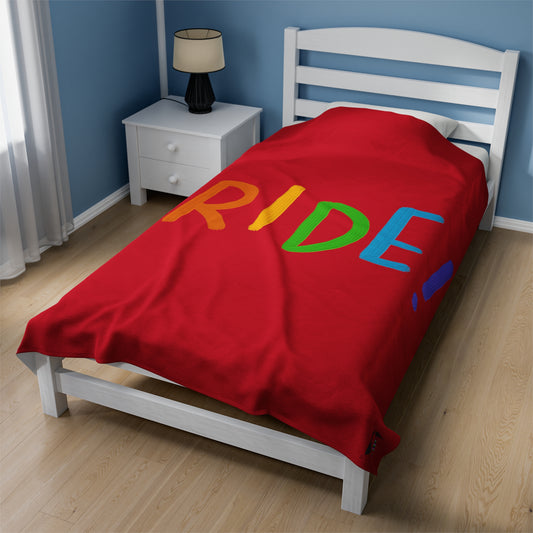 Velveteen Plush Blanket: LGBTQ Pride Dark Red