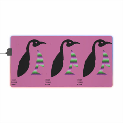 LED Gaming Mouse Pad: Crazy Penguin World Logo Lite Pink