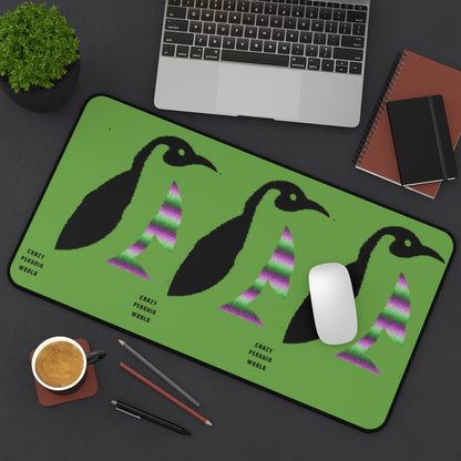 Desk Mat: Crazy Penguin World Logo Green