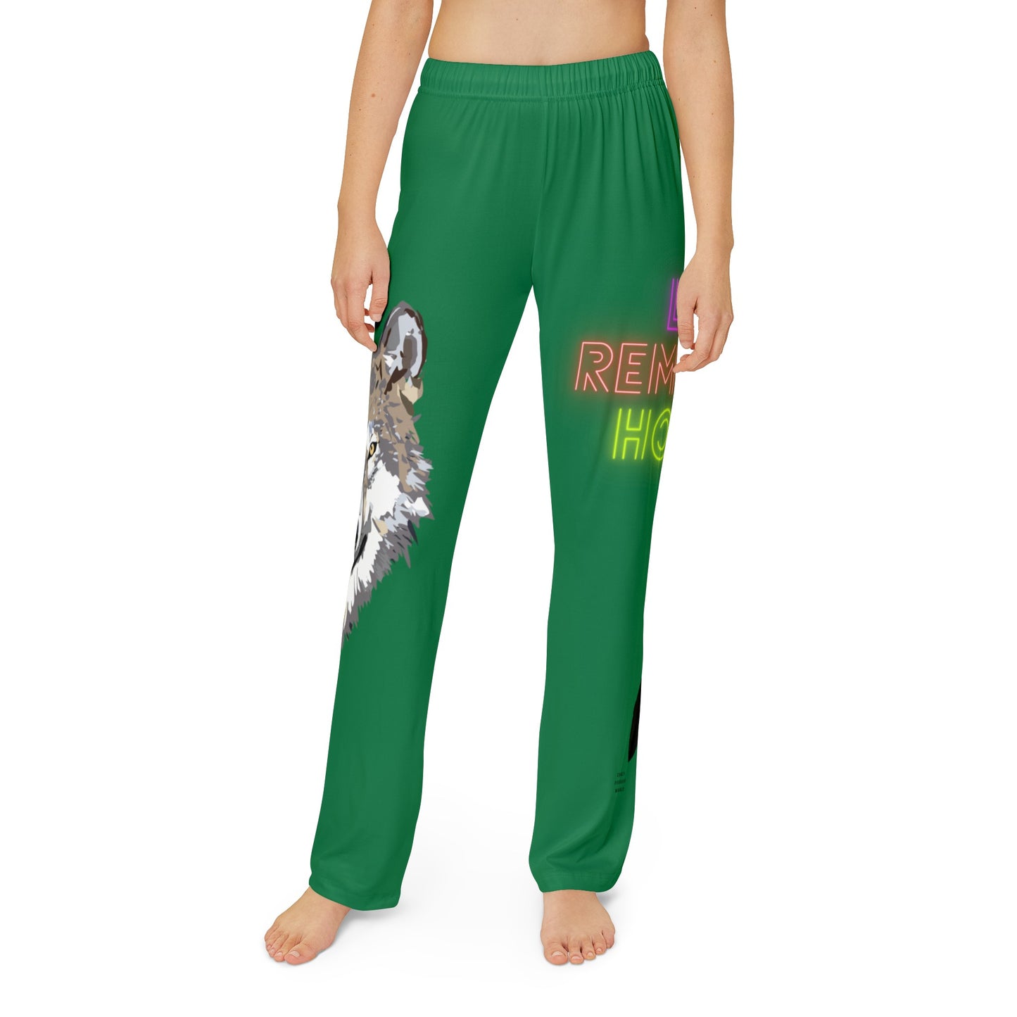 Kids Pajama Pants: Wolves Dark Green