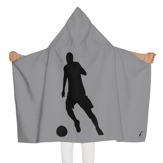 Youth Hooded Towel: Soccer Grey