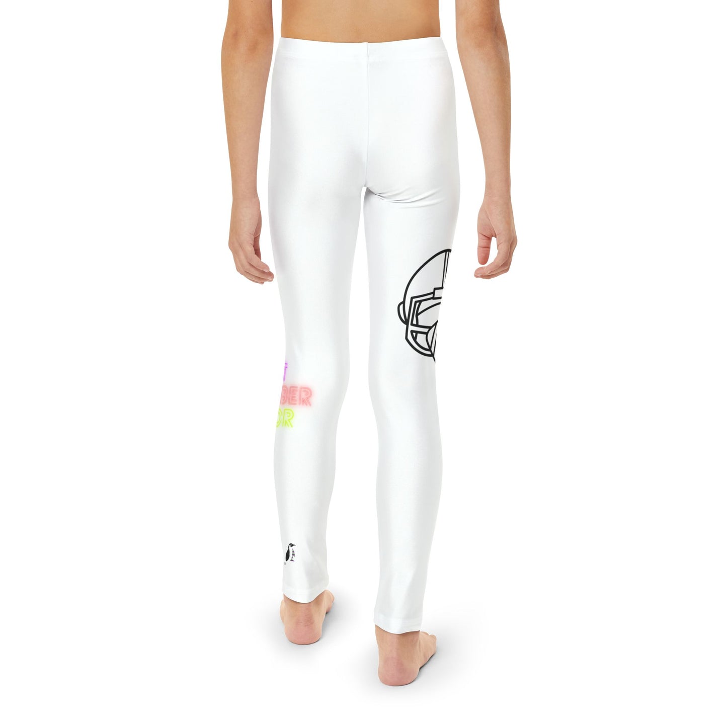 Youth Full-Length Leggings: Football White