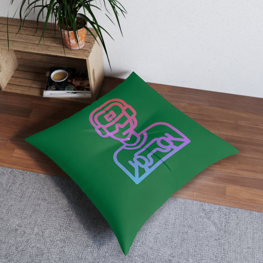 Tufted Floor Pillow, Square: Gaming Dark Green