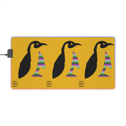 LED Gaming Mouse Pad: Crazy Penguin World Logo Yellow