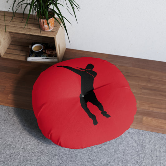 Tufted Floor Pillow, Round: Dance Dark Red