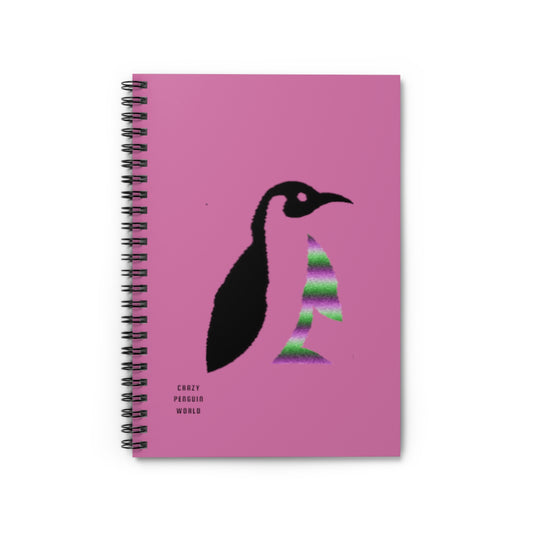 Spiral Notebook - Ruled Line: Crazy Penguin World Logo Lite Pink