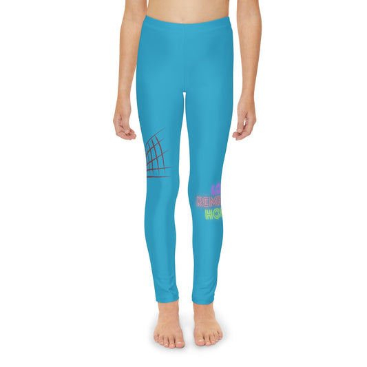 Youth Full-Length Leggings: Volleyball Turquoise