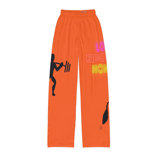 Kids Pajama Pants: Weightlifting Orange