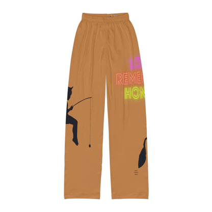 Kids Pajama Pants: Fishing Lite Brown