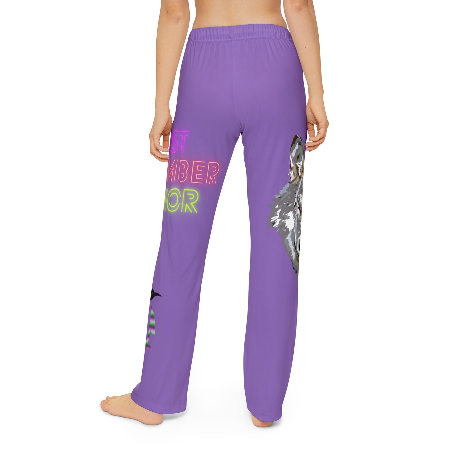 Kids Pajama Pants: Wolves Lite Purple