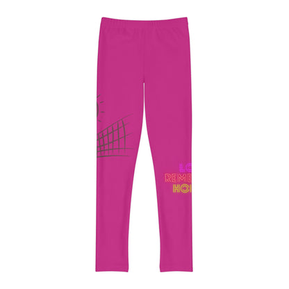 Youth Full-Length Leggings: Volleyball Pink