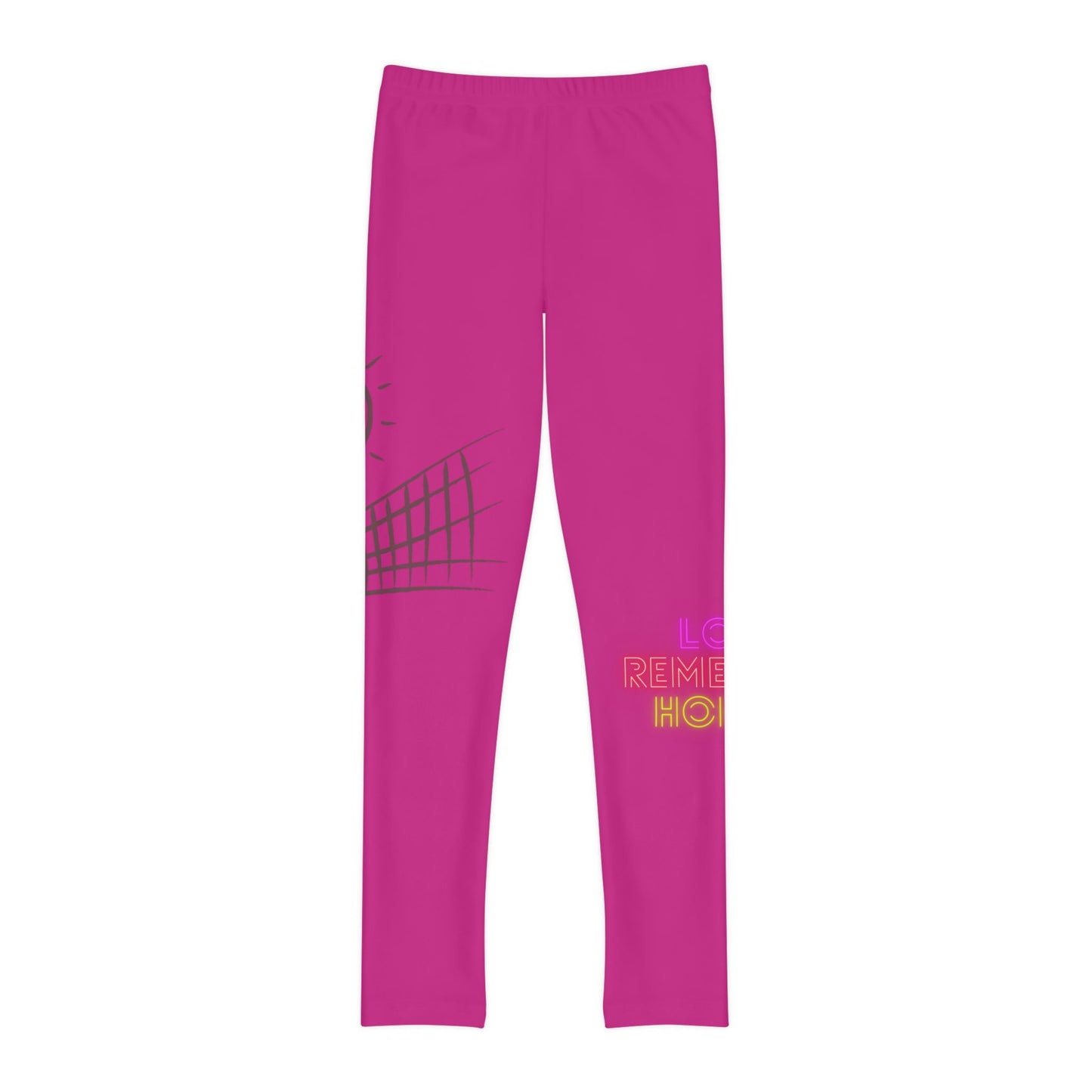 Youth Full-Length Leggings: Volleyball Pink