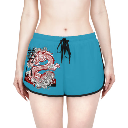 Women's Relaxed Shorts: Dragons Turquoise