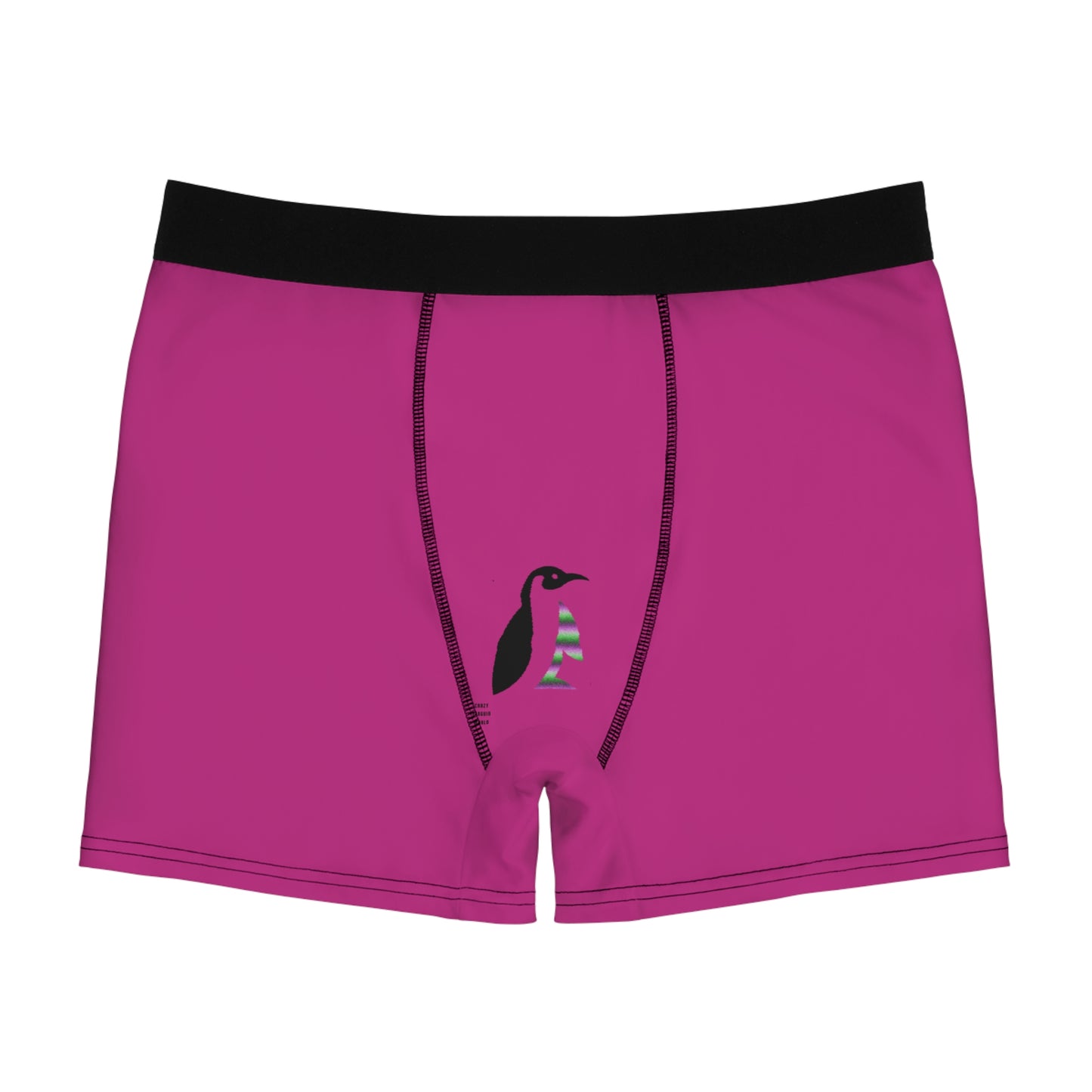 Men's Boxer Briefs: Crazy Penguin World Logo Pink