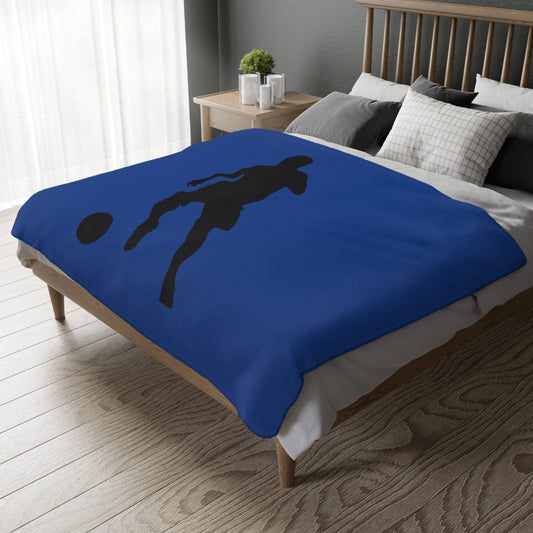 Velveteen Minky Blanket (Two-sided print): Soccer Dark Blue