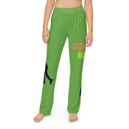 Kids Pajama Pants: Hockey Green