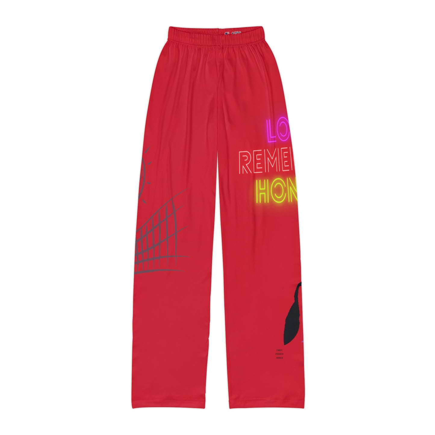 Kids Pajama Pants: Volleyball Dark Red