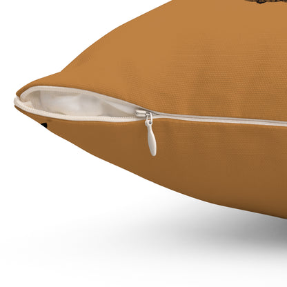 Spun Polyester Square Pillow: Writing Lite Brown