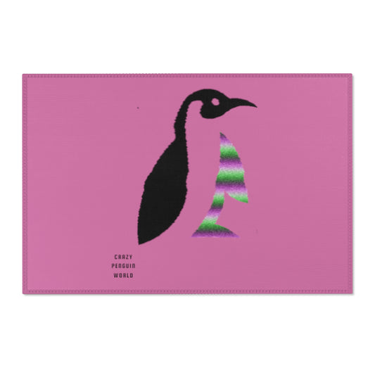 Area Rug (Rectangle): Crazy Penguin World Logo Lite Pink