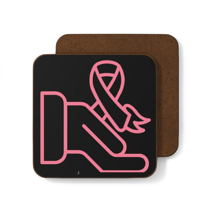 Hardboard Back Coaster: Fight Cancer Black