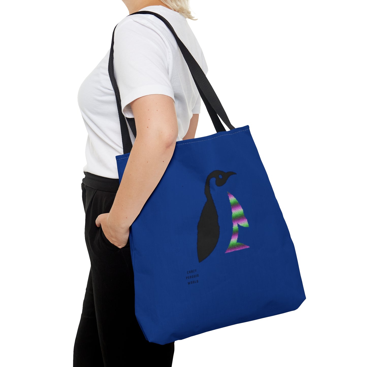 Tote Bag: Crazy Penguin World Logo Dark Blue