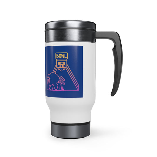 Stainless Steel Travel Mug with Handle, 14oz: Bowling Dark Blue