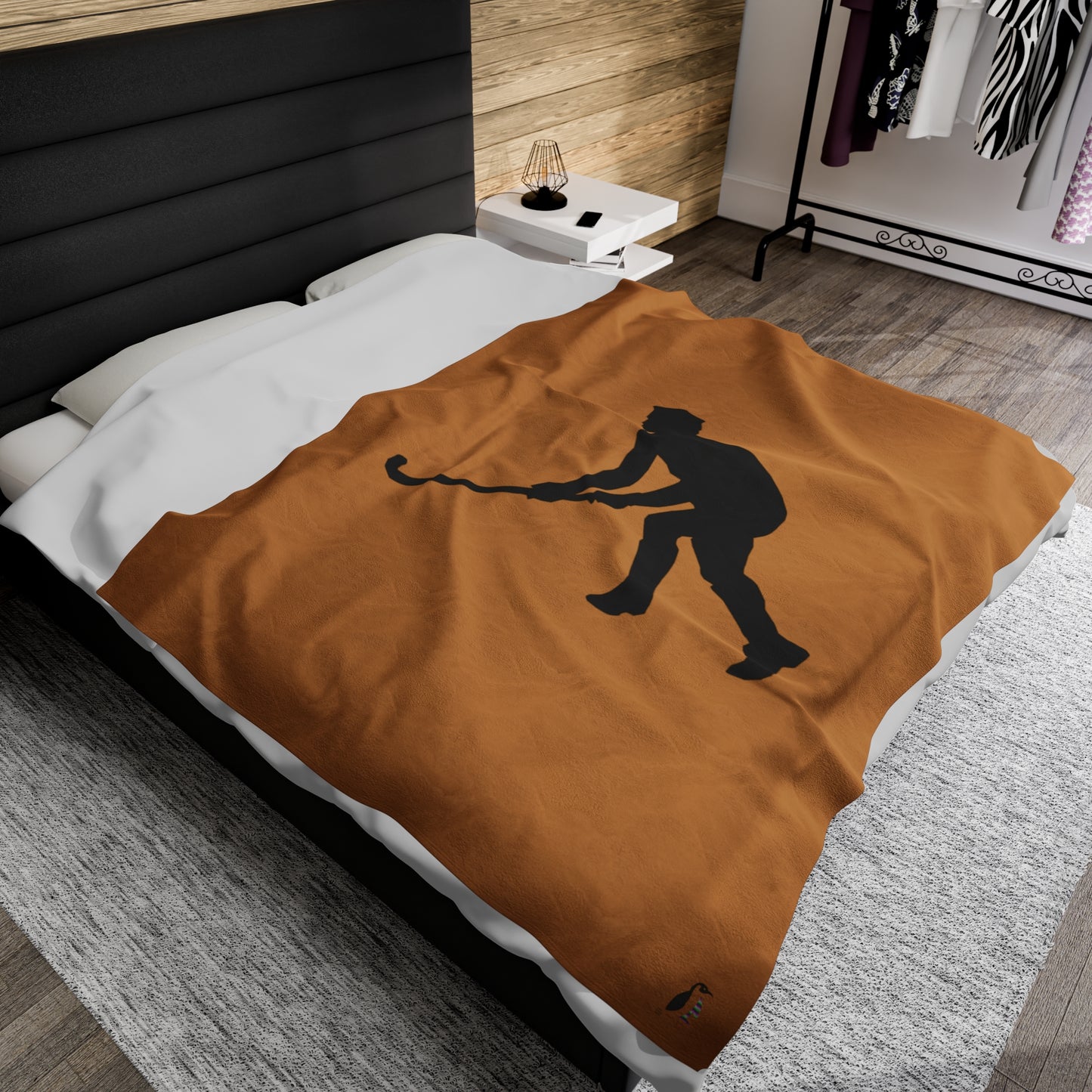 Velveteen Plush Blanket: Hockey Lite Brown