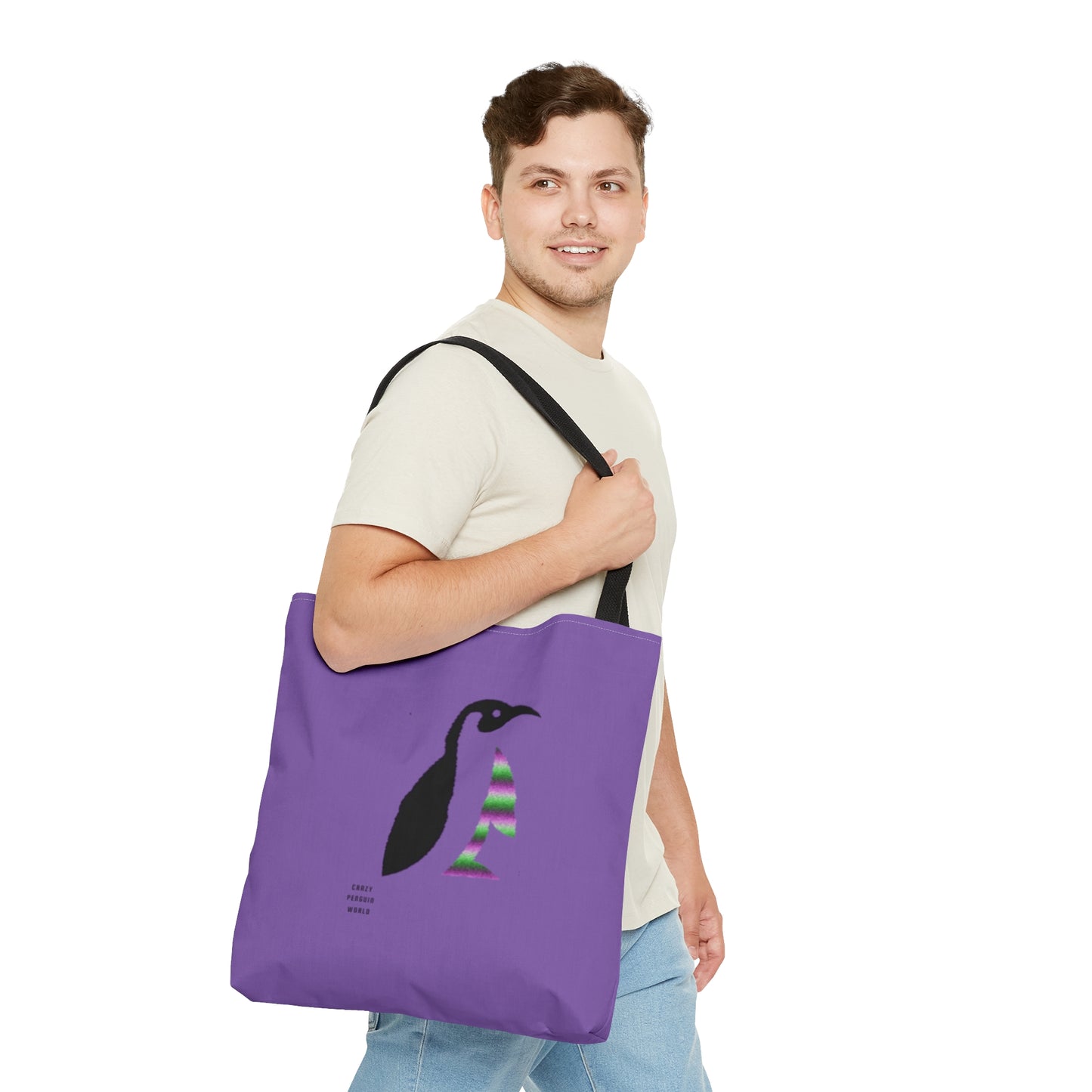 Tote Bag: Crazy Penguin World Logo Lite Purple