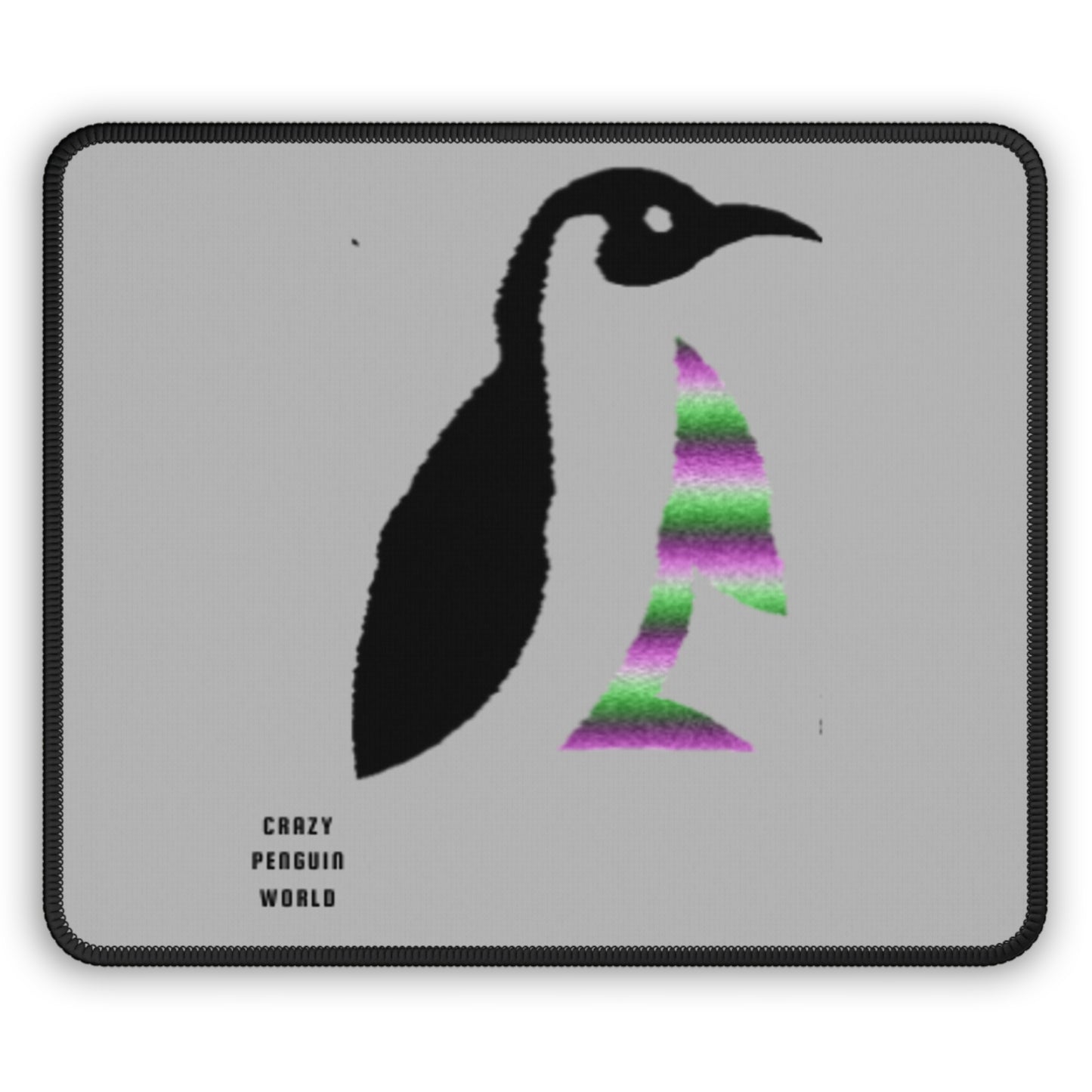 Gaming Mouse Pad: Crazy Penguin World Logo Lite Grey