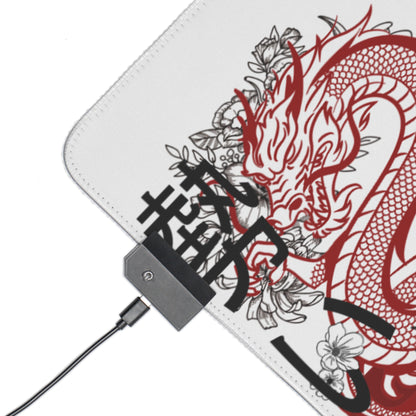 LED Gaming Mouse Pad: Dragons White