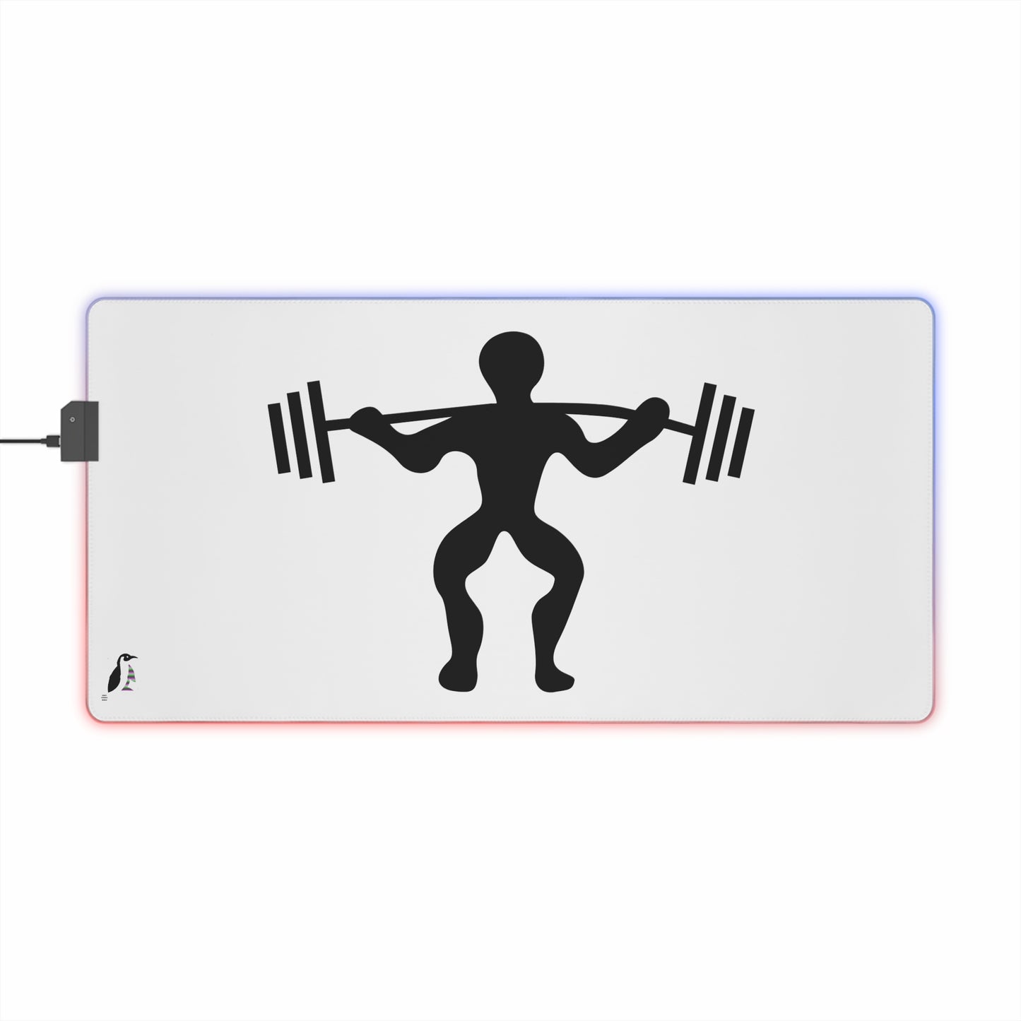 LED Gaming Mouse Pad: Weightlifting White