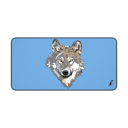 Desk Mat: Wolves Lite Blue