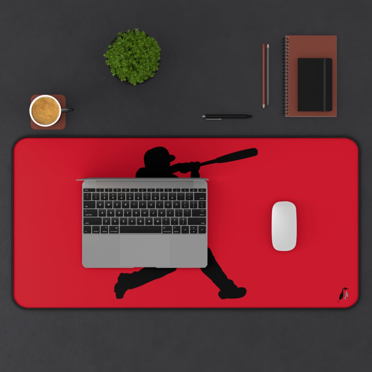 Desk Mat: Baseball Dark Red