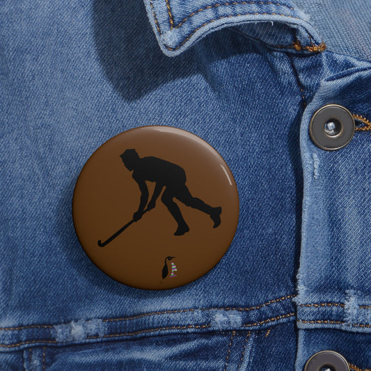 Custom Pin Buttons Hockey Brown