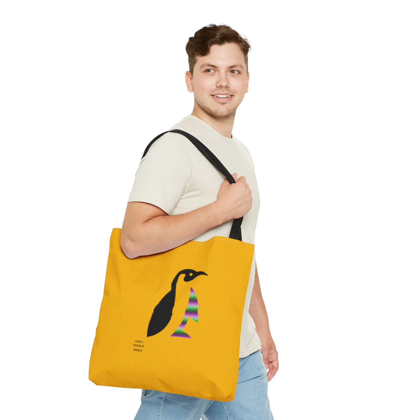 Tote Bag: Crazy Penguin World Logo Yellow