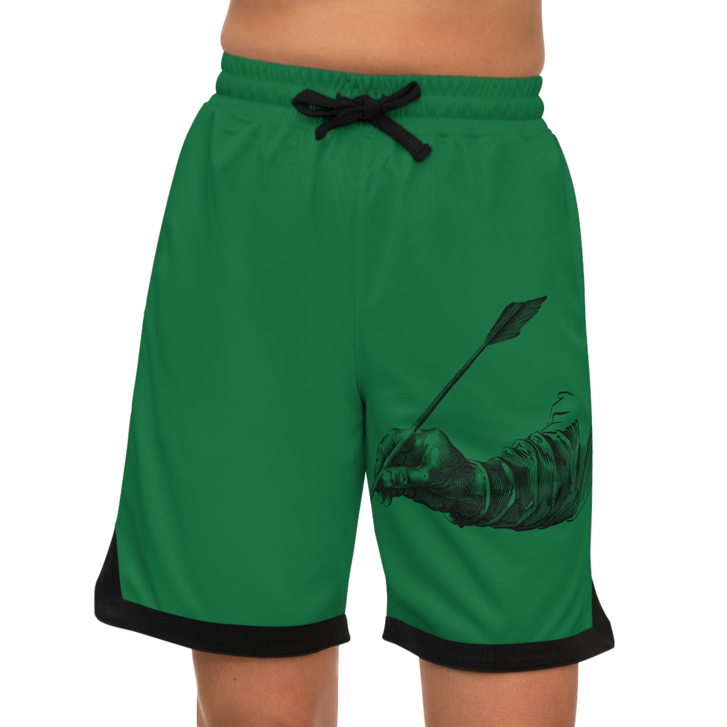 Basketball Rib Shorts: Writing Dark Green