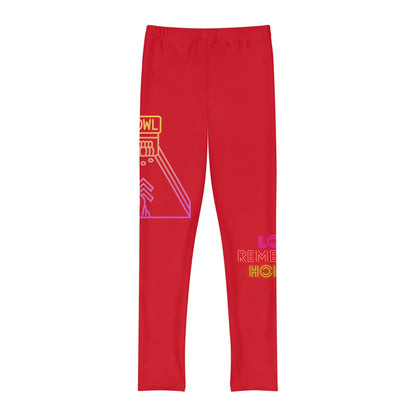 Youth Full-Length Leggings: Bowling Dark Red